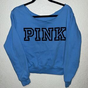 PINK  Victoria’s Secret Light Blue off the Shoulder Sweater Extra Small